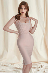 Pink Corset Midi Bandage Dress