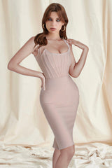 Pink Corset Midi Bandage Dress