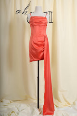 Orange Satin Corset Mini Dress
