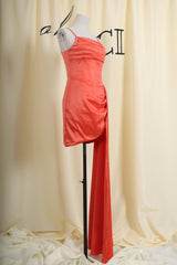 Orange Satin Corset Mini Dress