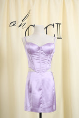 Purple Satin Corset Suit