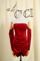 Long Sleeve Corset Velvet Mini Dress