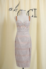 Apricot Strappy Tassels Midi Bodycon Dress