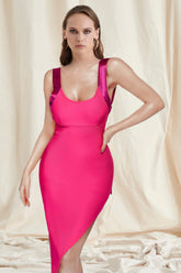 Pink Backless Midi Bandage Dress