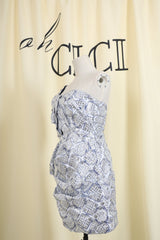 One Shoulder Draped Jacquard Mini Dress