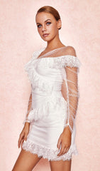 Ivory Lace FRILL Mini Dress