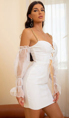 Ivory Lace UP Mini Dress