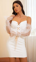 Ivory Lace UP Mini Dress