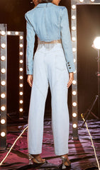 Denim Chain Fringe Blazer