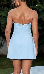 Strapless Cutout Mini Dress In Blue