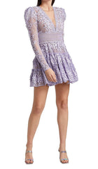 Lace Embroidery Mini Dress In Lilac