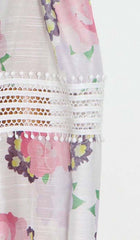 Lace Trim Lantern Sleeve Mini Dress In Floral