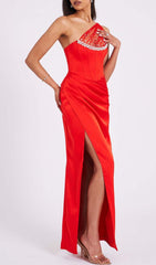 Lace Glitter Corset Midi Dress In Wine