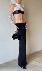 LeaTher Bandeau CrossOVER Tulle Two Piece In Black