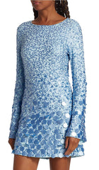 LightNInG FlAred Sleeve Mini Dress In Blue