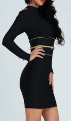 Long Sleeve Bandage Mini Dress In Black