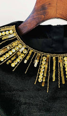 Long-Sleeve EmbelliShed Mini Dress In Black