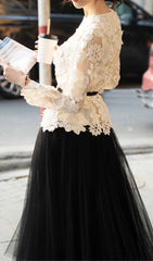 Long Sleeve Lace Two Piece Set