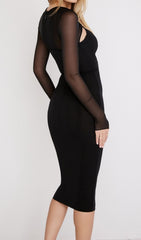 Long Sleeve Midi Dress In Black