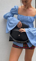 Long Sleeve Slit Puff Top