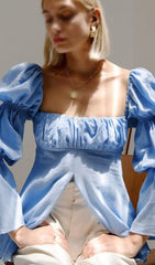 Long Sleeve Slit Puff Top