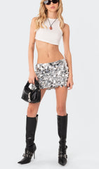 Low RISE Sequin Mini Skirt