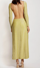 Long Sleeve Cut Out Lace Up Draped Midi Wrap Dress