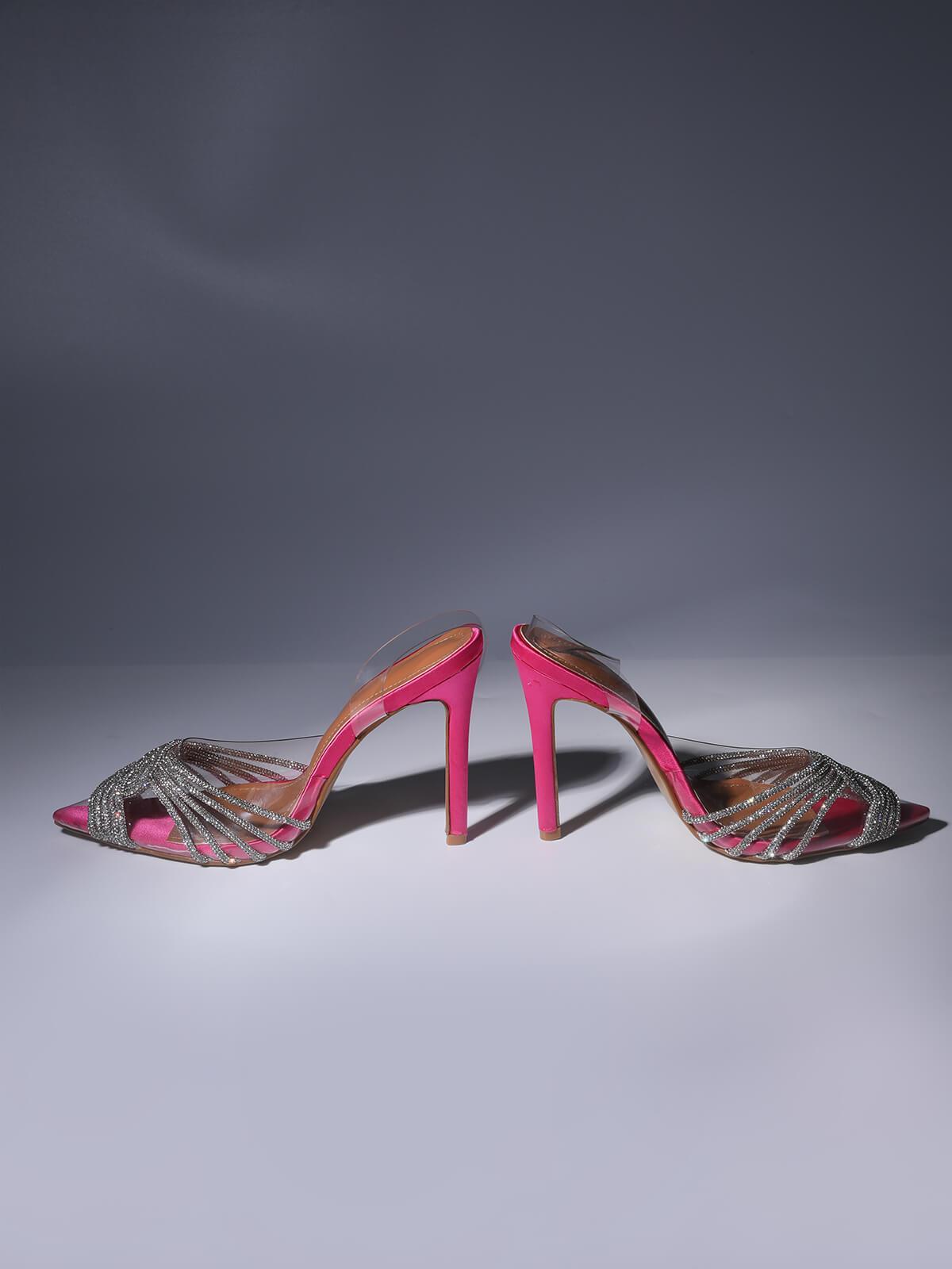 Crystal EmbelliShed SandALS In Hot Pink