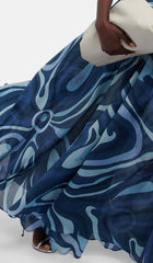 MARMO-Print Ruffle Two Piece Set In Blue