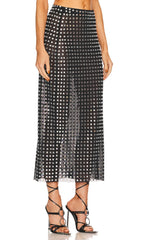 Metallic Sequin Skirt In Black