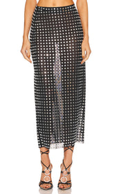 Metallic Sequin Skirt In Black