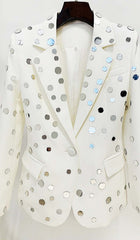 MIRROR Sequin Detail Jacket In White