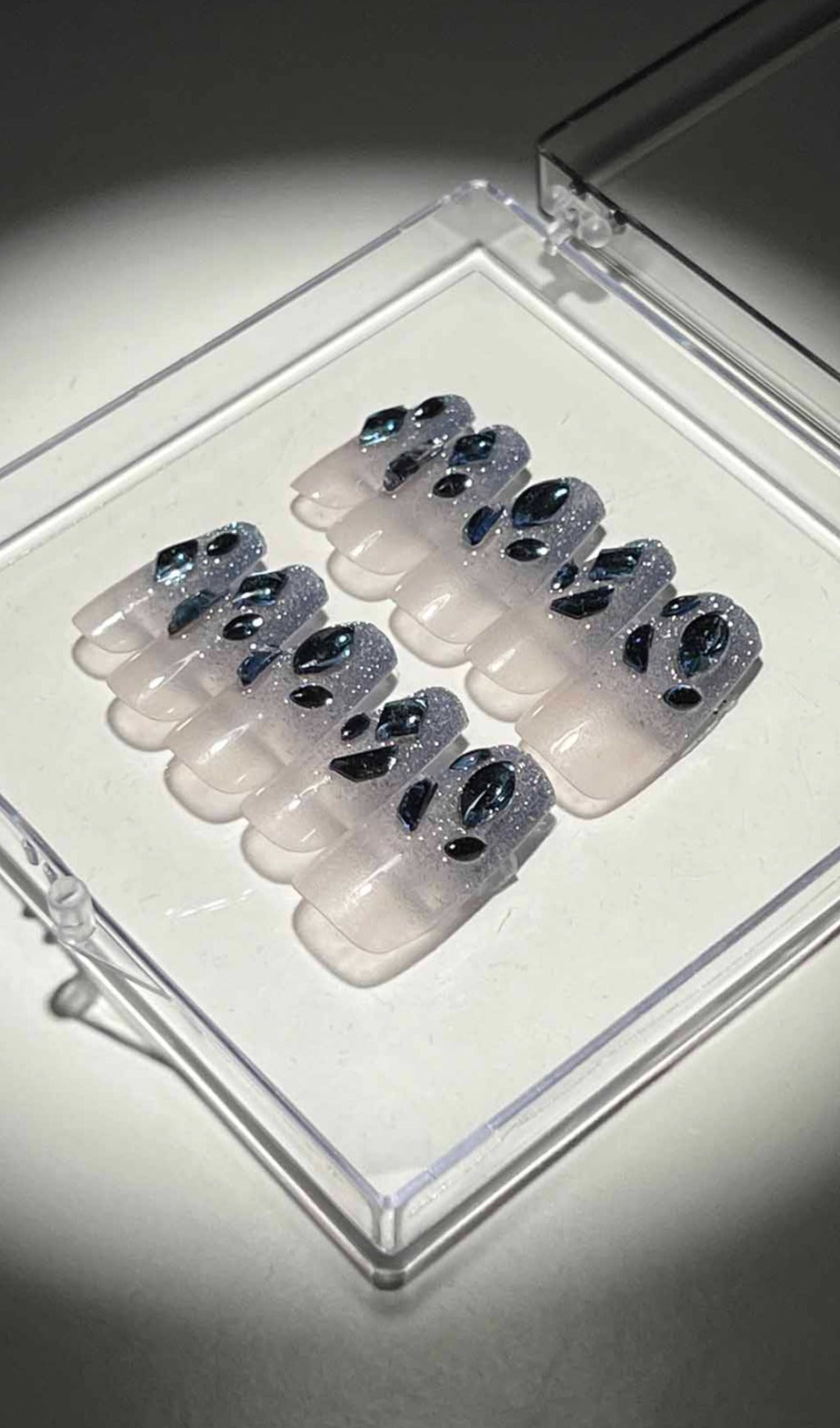Blue Crystal Glitter Press ON Nails