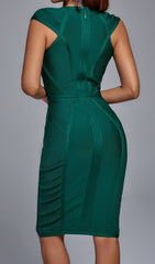 Green V Neck Bandage Midi Dress