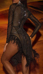 Rhinestone FeaTher Mini Dress