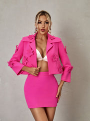 Flower Blazer Skirt Set
