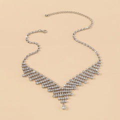 Silver Rhinestone V-Shaped NeckLace