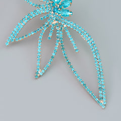 Crystal Flower Earrings In Blue