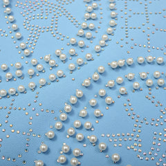 Blue Peral Beading Strap Mini Bandage Dress