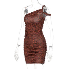 OBLIQUE Shoulder Mesh Hollow Skirt