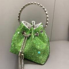 Crystal EmbelliShed BUCKET Bag In Green