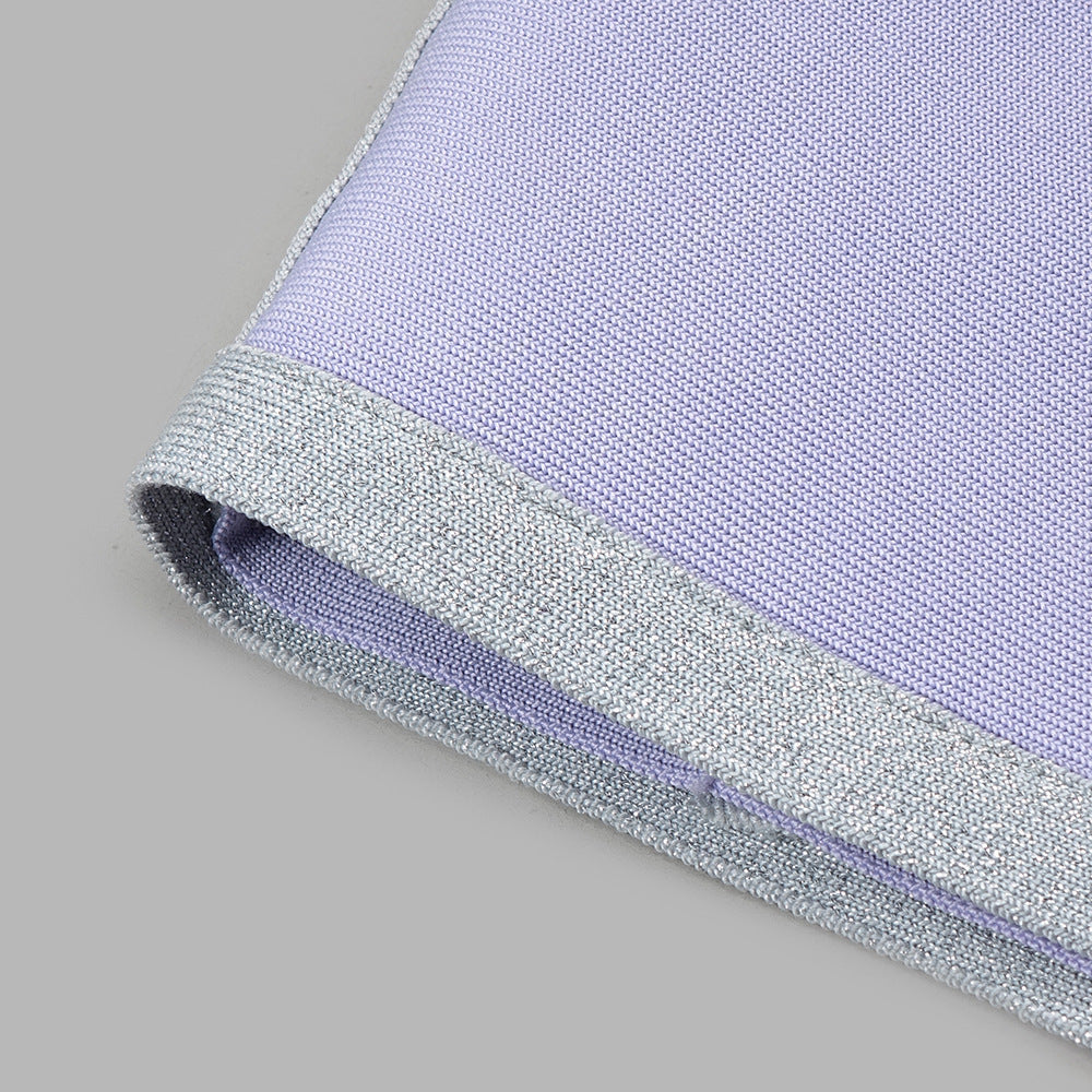 Lavender Strappy V Neck Shiny Mini Bandage Dress