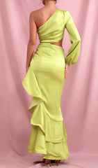 BEREN One Shoulder Satin Maxi Dress