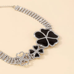 Geometric Flower Rhinestone Choker