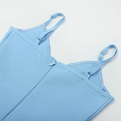 Blue Peral Beading Strap Mini Bandage Dress