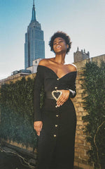 BLANCA Off Shoulder Midi Bandage Dress