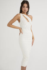 AGATHA Mesh Ruched Midi Bandage Dress