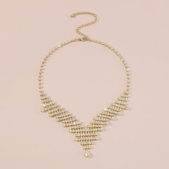 Gold Rhinestone V-Shaped NeckLace