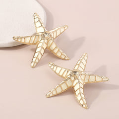Starfish Earrings In Beige