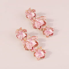 Pink 3D Flower Earrings
